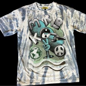 Market Size Men’s Medium Tie Dye Blue T Shirt Peace Earth Yin Yang GUC